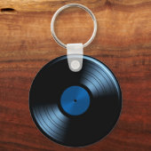 Retro Vinyl Record Album in Blue キーホルダー (正面)
