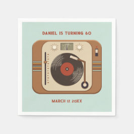 Retro Vinyl Record Birthday Napkins スタンダードカクテルナプキン