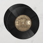 Retro Vinyl Record Music Karaoke Disco Birthday 招待状 (正面/裏面)