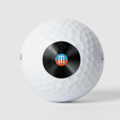 Retro Vinyl Record Music Lover Golf Dad Monogram ゴルフボール (正面)