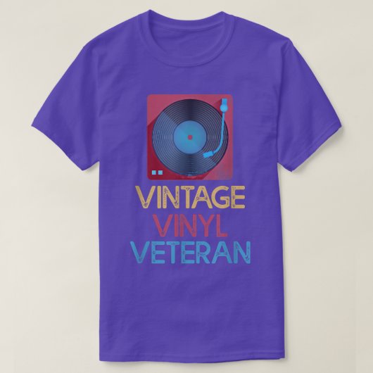 Retro Vinyl Record Music Turntable Techno Dj Tシャツ (デザイン正面)