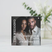 Retro Vinyl Record Photo Cover Wedding 招待状 (スタンド正面)