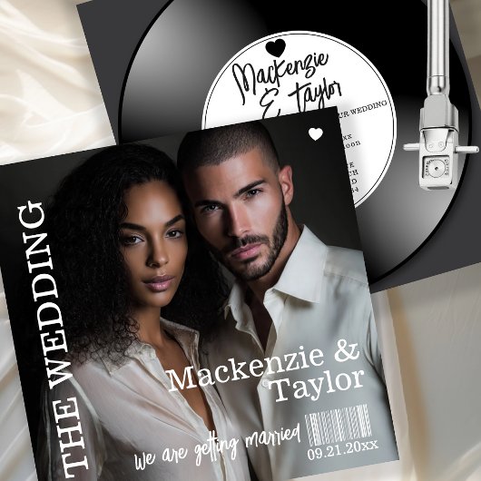 Retro Vinyl Record Photo Cover Wedding 招待状