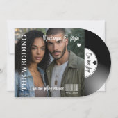 Retro Vinyl Record Photo Cover Wedding 招待状 (正面)