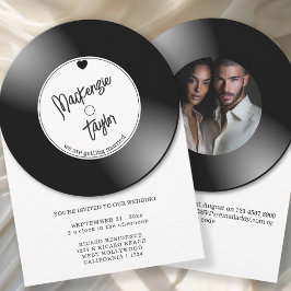 Retro Vinyl Record Photo Wedding 招待状