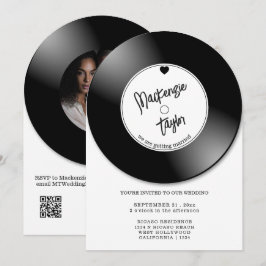Retro Vinyl Record Photo Wedding 招待状