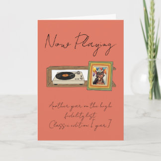 Retro Vinyl Record Player Photo Personalized カード