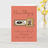 Retro Vinyl Record Player Photo Personalized カード (黄色い花)