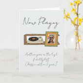 Retro Vinyl Record Player Photo Personalized カード (黄色い花)