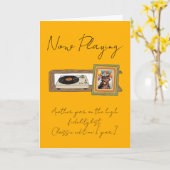 Retro Vinyl Record Player Photo Personalized カード (黄色い花)