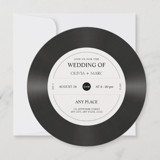 Retro vinyl record QR code wedding 招待状 (正面)