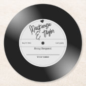 Retro Vinyl Record Song Request ラウンドペーパーコースター (正面)