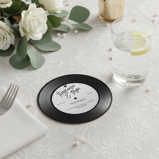 Retro Vinyl Record Song Request ラウンドペーパーコースター