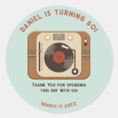 Retro Vinyl Record Thank You Round Stickers ラウンドシール (正面)