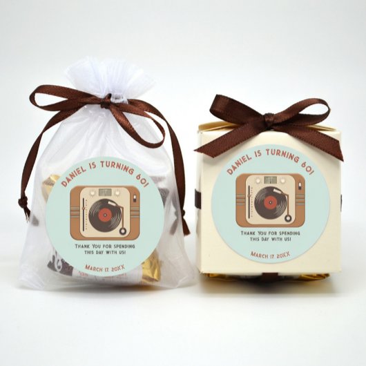 Retro Vinyl Record Thank You Round Stickers ラウンドシール