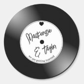 Retro Vinyl Record Wedding ラウンドシール (正面)