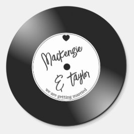 Retro Vinyl Record Wedding ラウンドシール