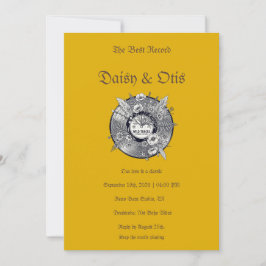 Retro Vinyl Record Wedding Invitation 70s Boho 招待状