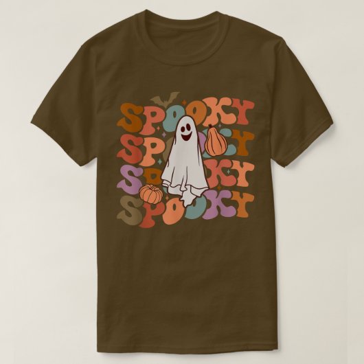 Retro Vitnage Spooky Ghost Pumpkin Funny Halloween Tシャツ (デザイン正面)