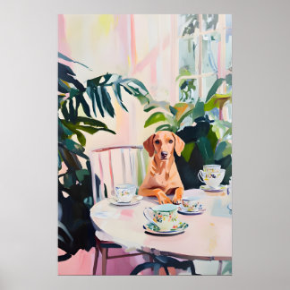 Retro Vizsla Poster, Vizsla Oil Painting, Vintage ポスター