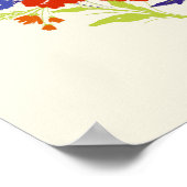 Retro Wallpaper Wildflower Art Print with Text ポスター (角)