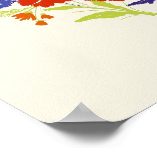 Retro Wallpaper Wildflower Art Print with Text ポスター (角)