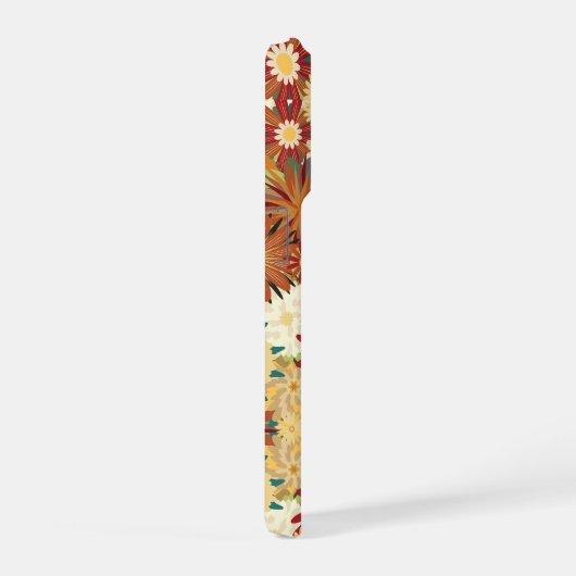 Retro Warm Floral Pattern Phone Case iPhoneケース (右側面)