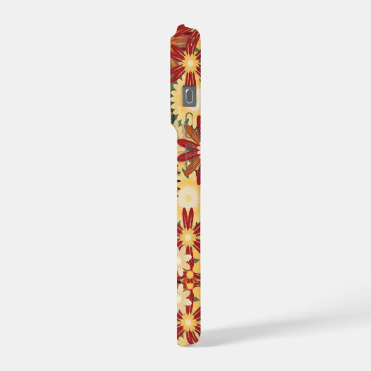 Retro Warm Floral Pattern Phone Case iPhoneケース (左側面)