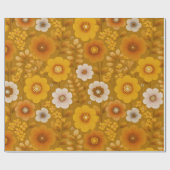 Retro Warm Tone Flower Mustard Floral Pattern ラッピングペーパー (フラット)