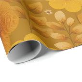 Retro Warm Tone Flower Mustard Floral Pattern ラッピングペーパー (ロールコーナー)