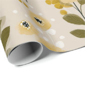 Retro Warm Tone Flower Mustard Floral Pattern ラッピングペーパー (ロールコーナー)