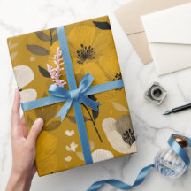 Retro Warm Tone Flower Mustard Floral Pattern