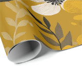 Retro Warm Tone Flower Mustard Floral Pattern ラッピングペーパー (ロールコーナー)