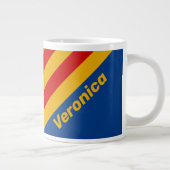 Retro Warmhearted Stripes with Name ジャンボコーヒーマグカップ (右)