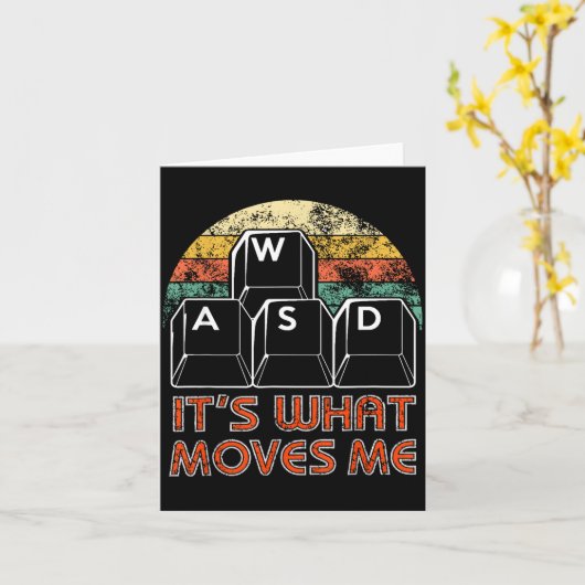 Retro Wasd Gaming Keys Funny Pc Gamer Design  カード (黄色い花)