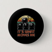 Retro Wasd Gaming Keys Funny Pc Gamer Design  缶バッジ (正面)