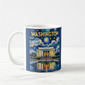 Retro Washington DC Lincoln Memorial Van Gogh Art コーヒーマグカップ (左)