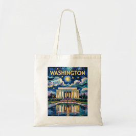 Retro Washington DC Lincoln Memorial Van Gogh Art トートバッグ