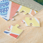 Retro Watercolor Barcelona Spain Travel ジグソーパズル (側面)