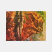 Retro Watercolor of Haystack Rock フリースブランケット (正面(横))