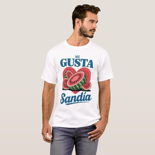 Retro Watermelon “Me Gusta Sandía” Summer Tee Tシャツ (正面フル)