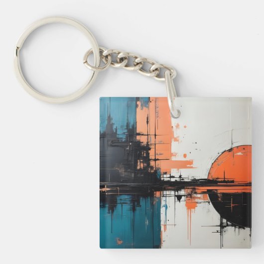 Retro Wave Design 02 Acrylic Keychain キーホルダー (正面)