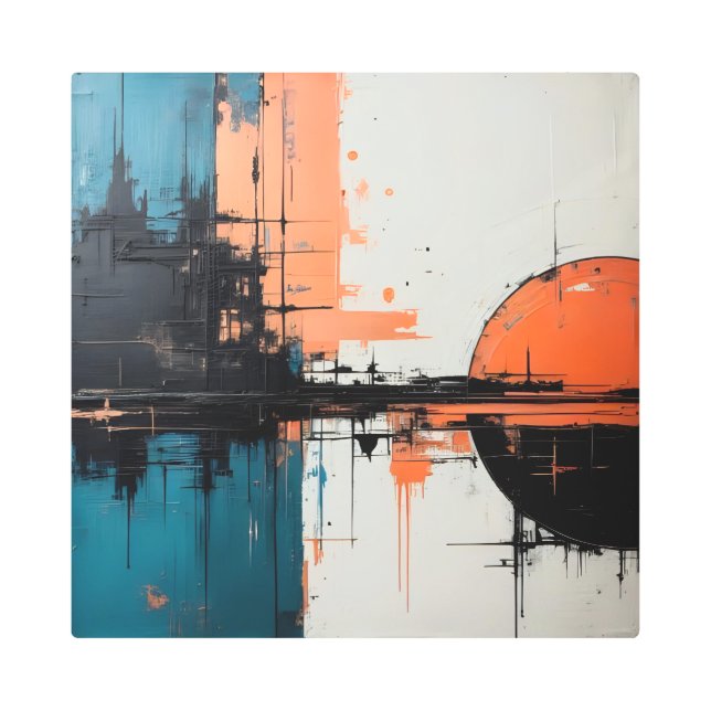 Retro Wave Design 02 Metal Wall Art メタルプリント (正面)