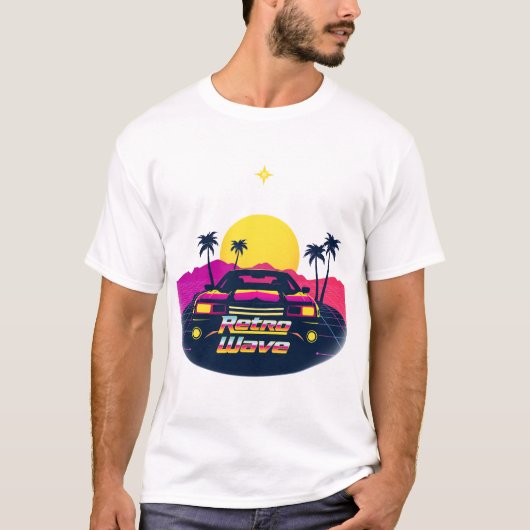 “Retro Wave” Neon Drive Tシャツ (正面)