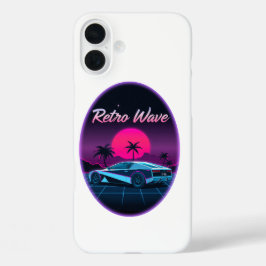 “Retro Wave” Neon Sunset iPhone 16 Plusケース