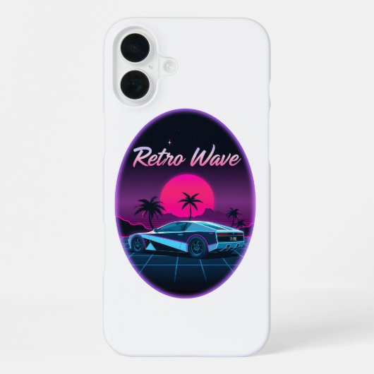 “Retro Wave” Neon Sunset iPhoneケース (裏面)