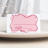 Retro wave pink and red bridal shower place card