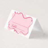Retro wave pink and red bridal shower place card (正面)