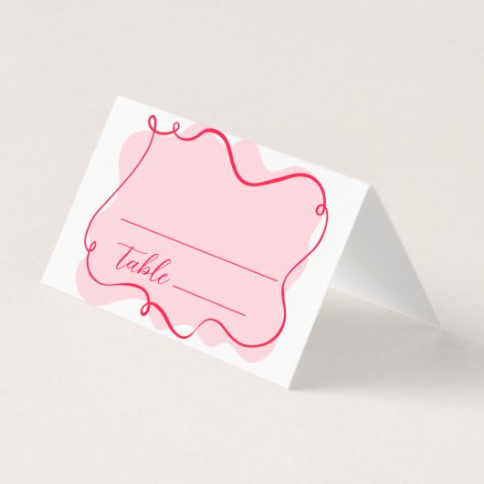 Retro wave pink and red bridal shower place card (正面)