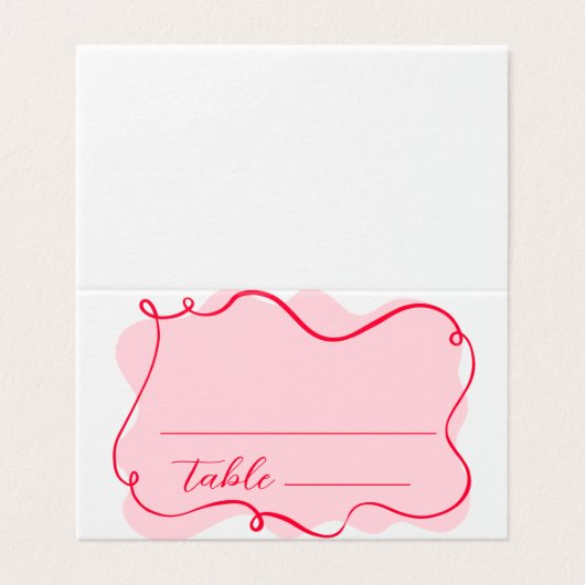 Retro wave pink and red bridal shower place card (外部フラット)